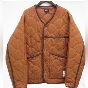 HUF Orange Quilted Jacket with Dark Brown Trim
